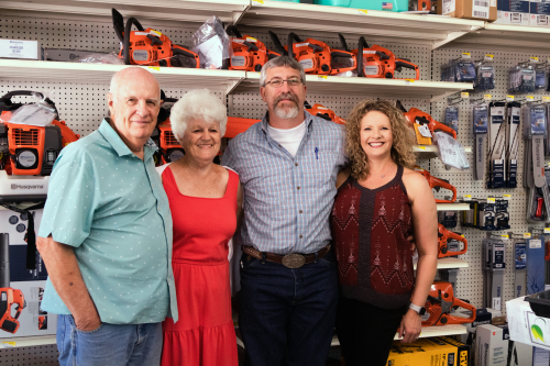 From left: Jack and Joyce Smay, the previous owners, and Rick and Tracy Roberts, the current owners.
